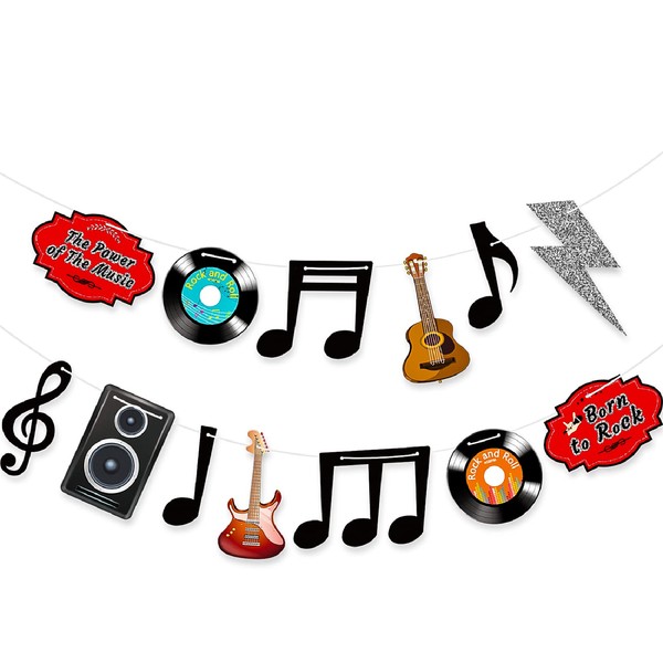 Music Note Decorations Banner 1950‘s Rock and Roll Party Decorations Musical Notes Silhouettes Rock and Roll Star 50s Theme Party Karaoke Music Wall Decor Cardboard Cutouts Electric Record Cutout