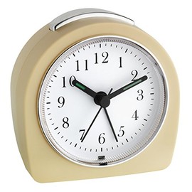 TFA Dostmann Analogue Alarm Clock 60.1021 Silent Movement Alarm with Snooze Function Backlight Beige L 87 x W 55 x H 90 mm
