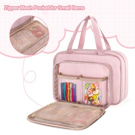 Fasrom Hair Accessories Organiser for Girls, Storage Bag for Hair Bows, Hair Clips, Scrunchies and Scrunchies, Pink (Empty Bag)