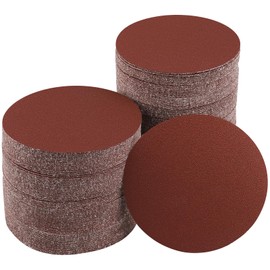 Sruhrak 100 Pcs 125mm Sanding Pads 120 Grit, 5 In Round No-Hole Sanding Discs Hook and Loop Sandpaper for Random Orbital Sanders