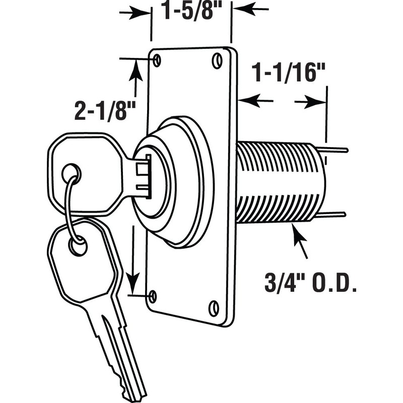 Prime-Line GD 52142 Electric Key Switch, 3/4 In. Outside Diameter,