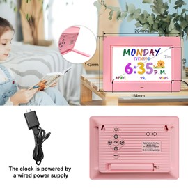 SSYA Digital Calendar, Kids Digital Clock, 20 Alarms Custom Reminders, Auto DST, Large Clear Display, Alarm Clocks for Bedrooms & Kids, Easy to Use for Kids. (Pike, 7 inch)