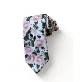 Unbranded Floral Blush Pink Rose Adult Necktie. Wedding Necktie. Graduation Necktie.