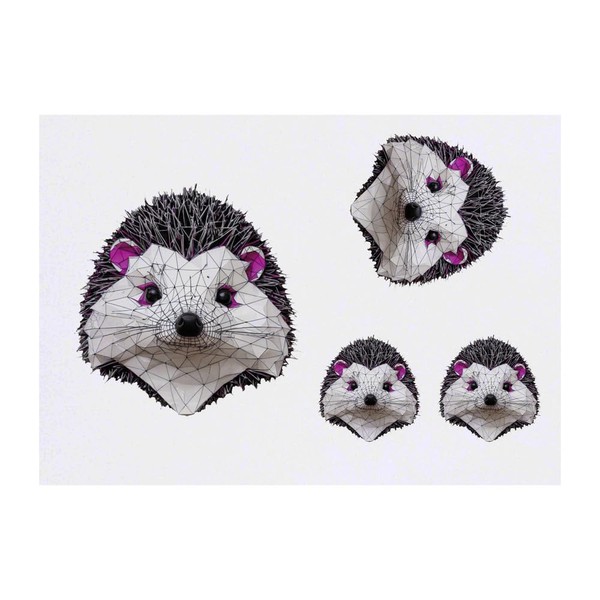 Azeeda 4 x 'Low Poly Igel' Temporäre Tattoos - Wasserfest,