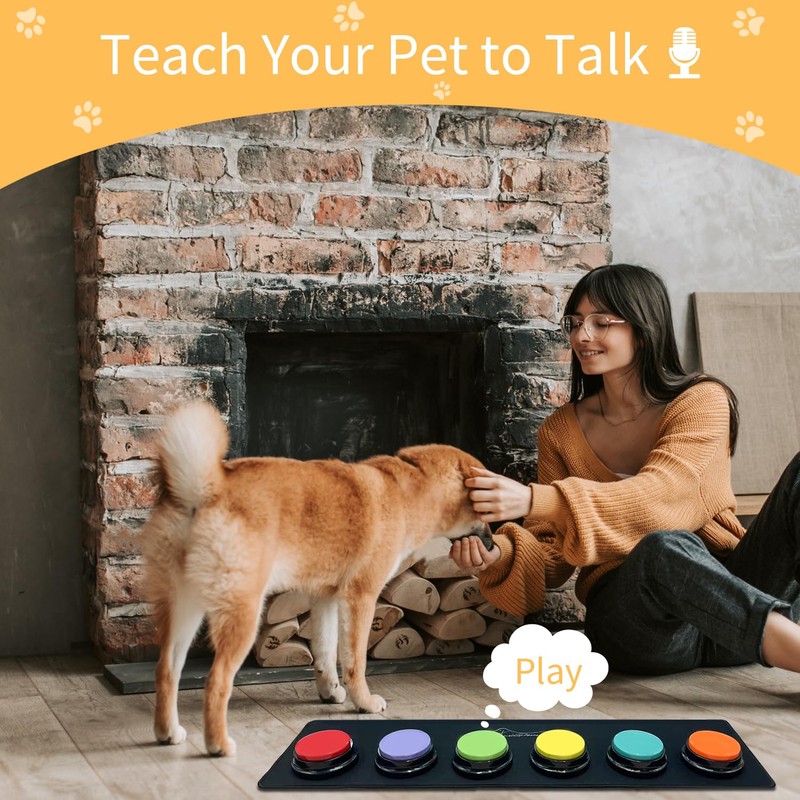 MMGGAISH 6-Piece Dog Talking Button Set, Dog Button for Communication,