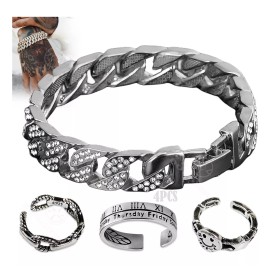 Dolores Cadena Hombre Cubana Diamant Esclava Pulsera Caballer Anillo