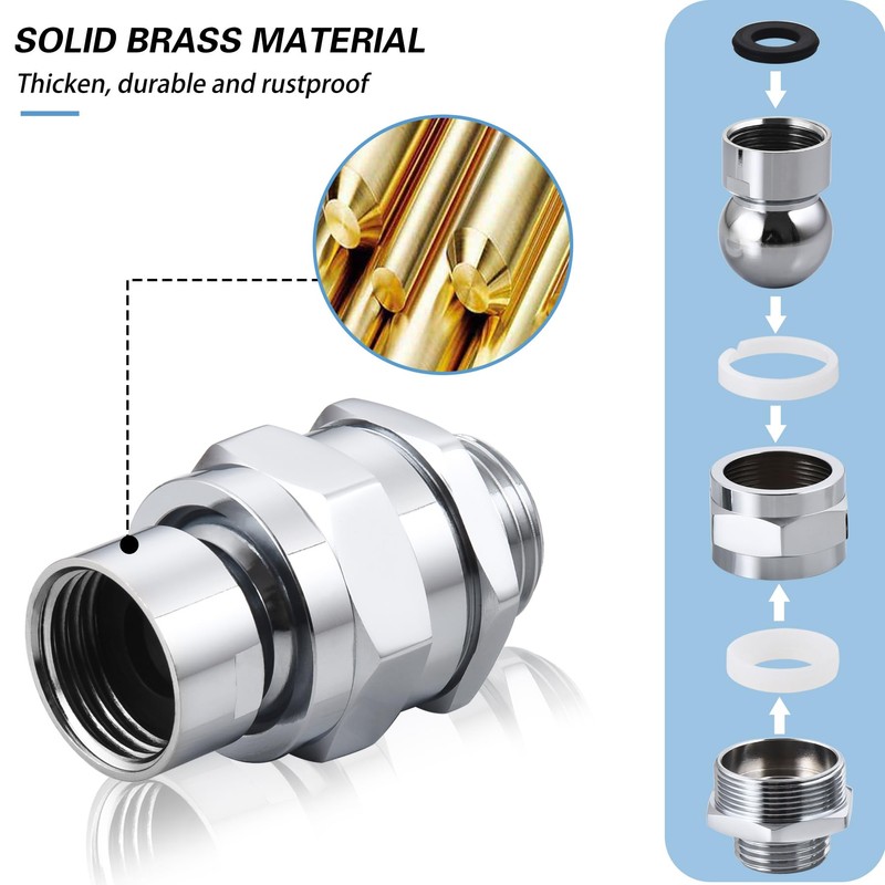 Enoughmen Adjustable Shower Head Connector – 360° Swivel Shower Arm
