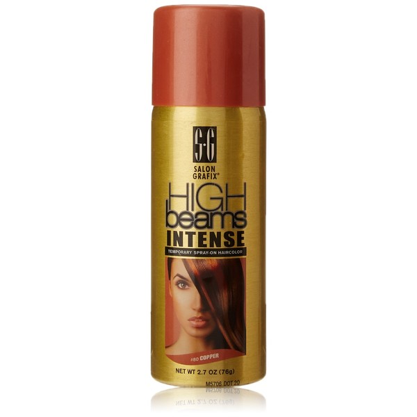 High Beams Intense Spray-On Hair Color -Copper - 2.7 Oz - Add Temporary Color Highlight to Your Hair Instantly - Great for Streaking, Tipping or Frosting - Washes out Easily