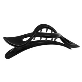 Parcelona French Twist Style Black Large Salon Hinge Hair Updo Clip Side Slidein Secure Grip Clamp (Black)