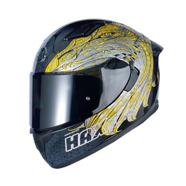 HAX Obsidian Full Face Dual Visor Adult Motorcycle Helmet for Motorbike Street Bike with Pinlock Ready DOT Approved Slayer Gold M