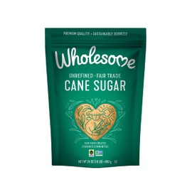 Wholesome Sweeteners 24-Ounce Unrefined Cane Sugar, Fair Trade, Non GMO, Gluten Free & Vegan, for Baking and Sweetening, 12 Pack
