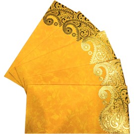Shagun Envelopes Designer Set Money Cash Gift Envelope (Pack of 5) for Indian Wedding/Engagement/Diwali/Birthday/Anniversary (Yellow)
