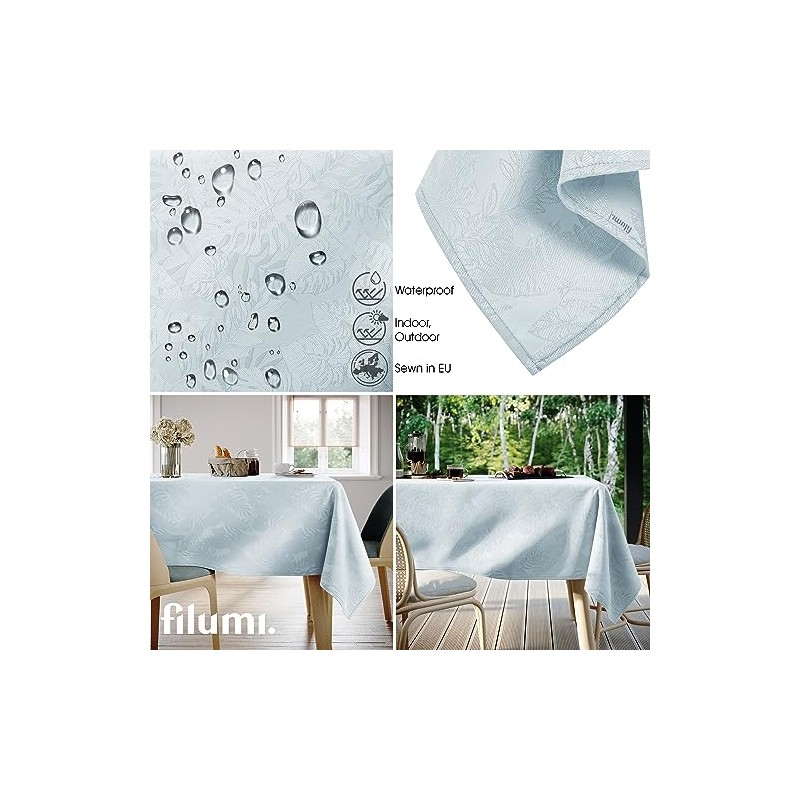 Filumi Eris Tablecloth 140 x 260 cm Silver Washable for