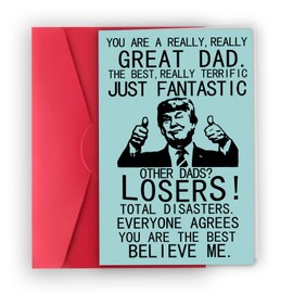 XXDJLP Funny Trump Father Day Card for Dad from Daughter, Son, Kids on Fathers Day, Heartfelt Message to Father, Perfect for Birthday, Father’s Day, Humorous Daddy Greeting Cards