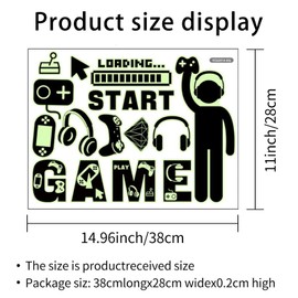 AIBAOBAO 20 Pcs Glow in The Dark Start Game Wall Sticker,Eat Sleep Game Repeat Luminous Wall Decals for Game Room Nursery Boys Bedroom Wall Decoration Decal Lettering Stickers Home Decor