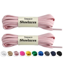Stepace [2 Pairs] Flat Elastic Shoe Laces for Sneakers 31"-63" Length 11 Colors Stretch Shoelaces Pink 100