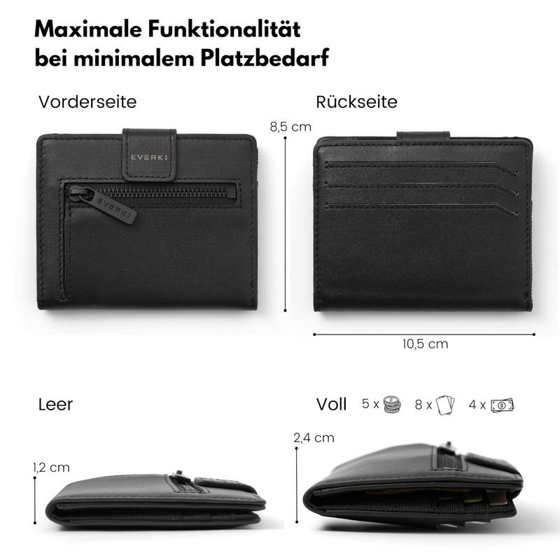 EVERKI Men's RFID Wallet Leather Slim Wallet, Black, black