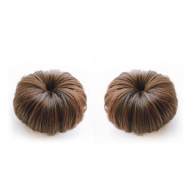 AKOAK 2 Pcs Baby Wig Bun, Girl Bun Fake Hair Bag Small Clip Headwear (Light brown)