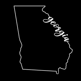 Georgia State Outline with Name NOK Decal Vinyl Sticker |Cars Trucks Vans Walls Laptop| White |5.5 x 4.7 in|NOK1701