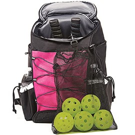 Athletico Pickleball Backpack - Pickleball Bags for Men or Women Includes Pickleball Ball Holder (Pink)