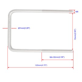 Aopin Square U-Bolt 2.95"(75mm) Inner Width U Bolts Brackets 304 Stainless Steel M8 with Nut, Plate, Washer for Car/RV/Trailer Bumper,4 Sets