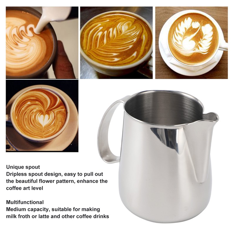 Milk Frothing Pitcher 304 Stainless Steel Dripless Spout Coffee Milk