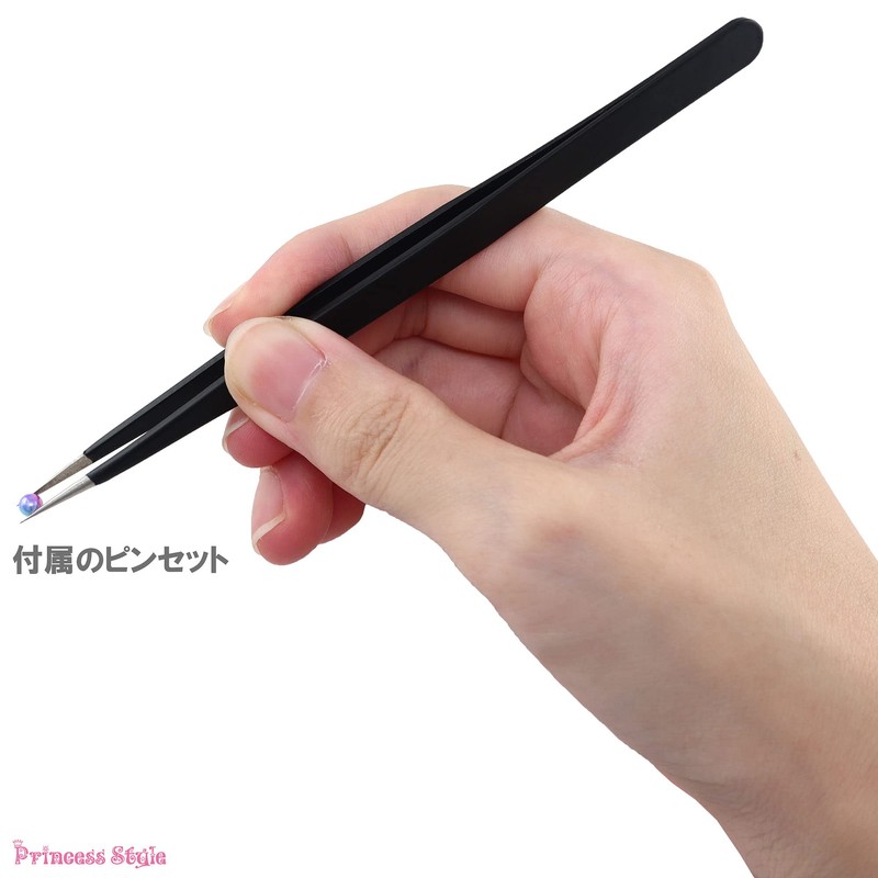 Princess-style Resin Filled Nail Parts with Tweezers Set of 35
