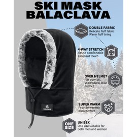 PivotWing Ski Mask Winter Hats for Men Women Balaclava Multifunction Ski Mask for Men Balaclava Face Mask Men Over Helmet Neck Warmer Winter Hat Face Cover for Skiing Snowboarding Running Black