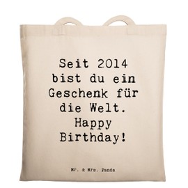 Mr. & Mrs. Panda Tragetasche Spruch 2014 Geburtstag Geschenk - besondere Person, Alter, Geschenk für die Welt, Einkaufstasche, Jutetasche, Happy