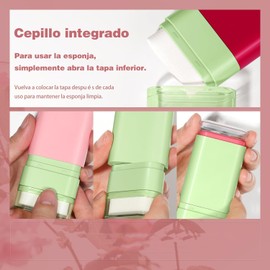 Barra de Rubor en Crema, Rubor iluminador para llevar con Esponja (2#) Tinte Sólido Hidratante para Mejillas, Rubors en Barra Multiusos, Barras Hidratantes con Color