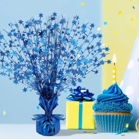 Crowye 3 Pieces Metallic Foil Spray Centerpiece Christmas Party Star Table Decoration Burst Centerpieces Winter Table Centerpieces for Birthday New Year Party Holiday(Blue)