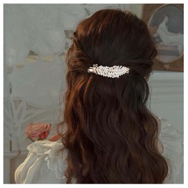 Xduargs Boho Kristall Feder Haarspange Gold Entenschnabel Clip Haarnadel Vintage Glitzer Feder Manschette Barrette Elegante Hochzeit Pin Seite Clip Dekorative Haarschmuck Für Frauen Kopfschmuck