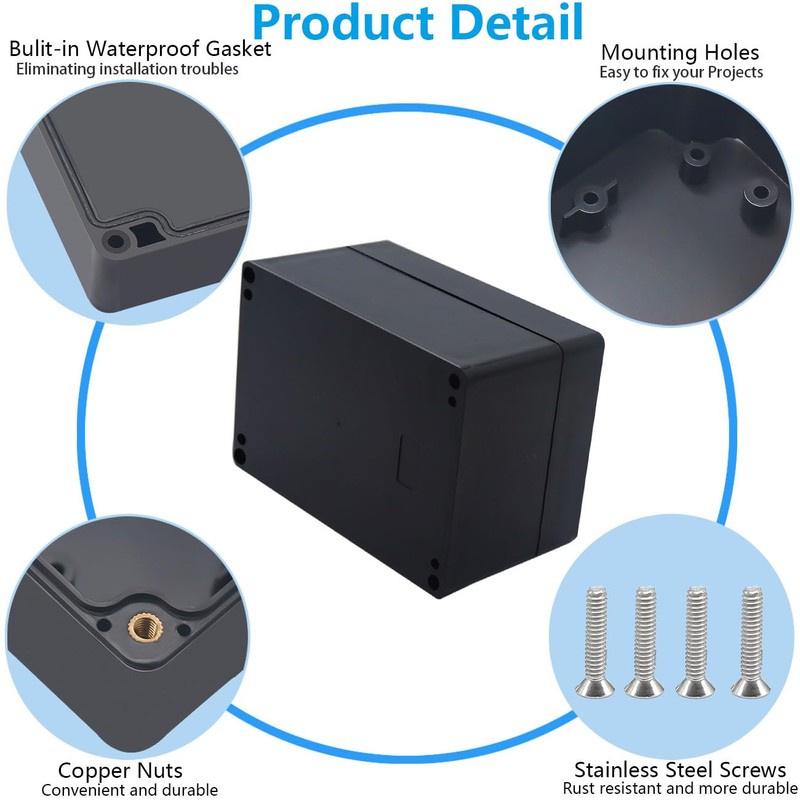 Otdorpatio Project Box ABS Black Electrical Boxes IP67 Outdoor Waterproof