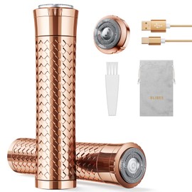 BLIBEE Facial Hair Removal for Women, Rechargeable Hair Removal Device, Painless Face Electric Razor/Shaver for Lip, Arms, Face, Peach Fuzz (Gold)