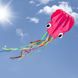 Hillylolly Octopus Kite, Large, Flight Kite, Single Line, Wind Kite for Children, Kite Fly, Kite Climbing Games for Adults, Children from 10 Years, Includes Kite String (Blue) (Pink)
