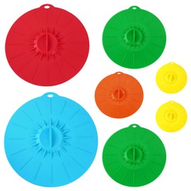 Bofanze 7 Stück Silikon Deckel Universal Kitchen Silikon Deckel Silikon Seal Frischhaltedeckel Silikon Saugnapf Deckel Abdeckung Wiederverwendbare Deckel für Tassen, Schüsseln,Pfannen(5 Größen)