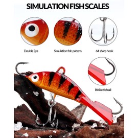 THKFISH Ice Fishing Jigs Panfish Ice Fishing Lures Kits Ice Fishing Gear Kit 14pcs Luminous Ice Fishing Color A