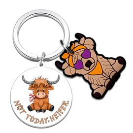 Uerifr Mini Highland Cow Decor Animal Keychain Highland Cow Gifts for Women Hiland Cows Stuff Gifts for Animal Lovers Birthday Christmas Accessories Cows Themed Gift for Women