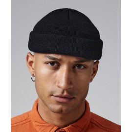 Beechfield B43R Olive Green Fisherman Style Beanie Hat - Unisex Winter Hat, Classic Knit and One Size Beenie Hat - Double Layer - 100% Recycled Polyester