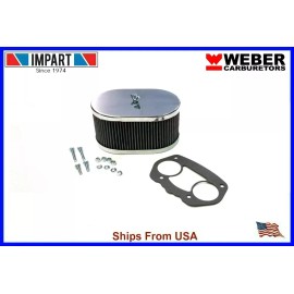 Weber Redline Air Filter Kit  40 44 48 IDF 3 1/4" Oval Chrome 99217.347