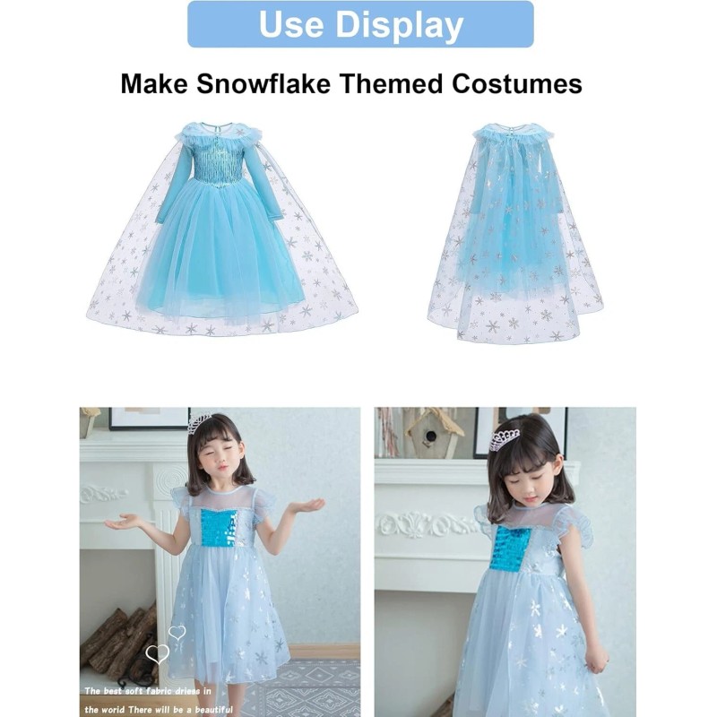 SUJAYU Sheer Fabric, Snowflake Silver Foil Organza Fabric, Snowflake (59"