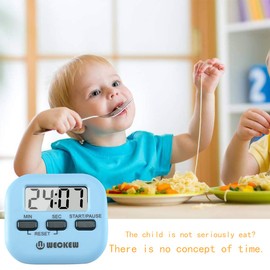 Kitchen Timer, WECKEW 2 Pack Digital Kitchen Timer Magnetic Countdown Stopwatch Timer with Loud Alarm, Big Digit, Back Stand, Hanging Hole for Cooking, Shower, Bathroom, Kids, Teacher(Blue)