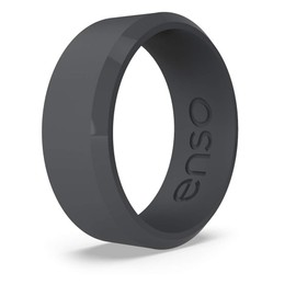 Enso Rings Bevel Classic Silicone Wedding Ring – Hypoallergenic Unisex Wedding Band – Comfortable Band for Active Lifestyle – 8mm Wide, 2.16mm Thick