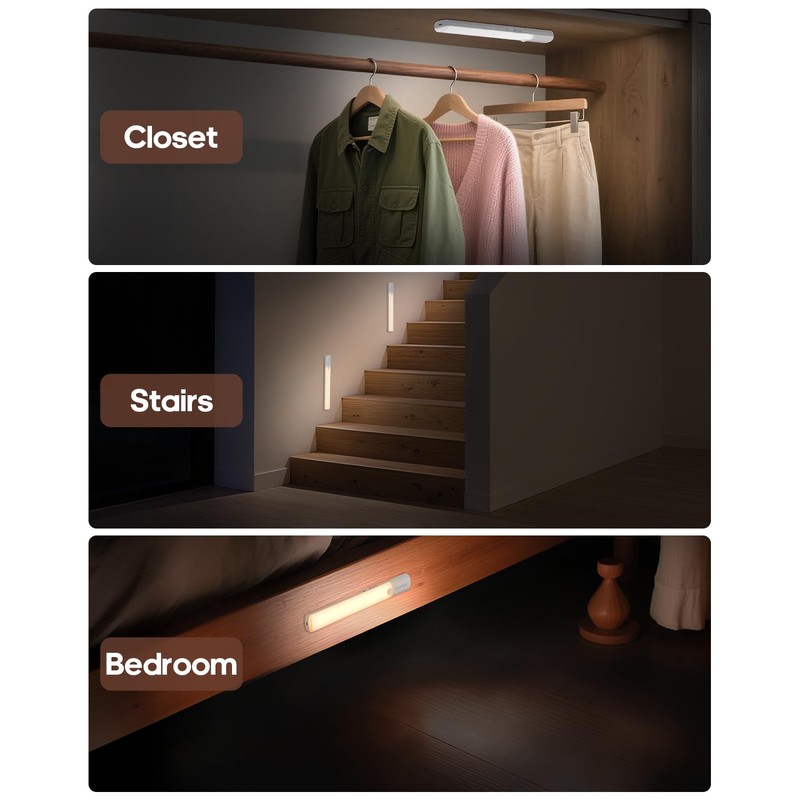 Motion Sensor Light Indoor, Rechargeable Battery Operated Under Cabinet Lighting