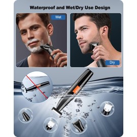 Beard Trimmer for Men, Mens Beard Face Hair Trimmer Cordless Washable Facial Nose Mustache Trimmer Groomer, Electric Razor for Men 5 in 1 Body Grooming Kit for Men USB Rechargeable