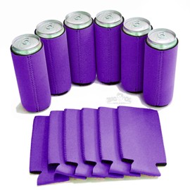 Neoprene Can Cooler Collapsible Sleeves for Slim 12oz Cans - 6-Pack - Blank Design for any Event - Lightweight 3mm Thick Insulation Keeps Your Drinks Cool!