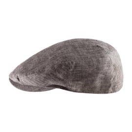 Stetson Woodfield Linen Flat Cap - Men's Linen Hat - Peaked Cap Made of Linen with UV Protection (+40) - Summer Cap Herringbone - Flat Cap Spring/Summer - Men's Hat, Grey 330