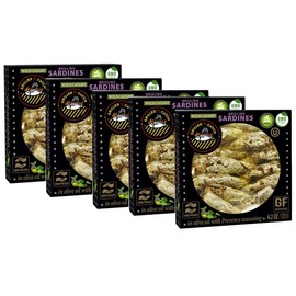 Grilled Catch Wild Caught BRISLING SARDINES in olive oil 4.2 oz/120g, pack of 5, Product of Latvia, (Provence Seasoning)