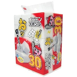 OE Melamine Sponge, White, Approx. Length 1.6 x Width 1.2 x Depth 1.2 inches (4 x 4 x 3.1 cm), Cubes, Cuts, Removes Dirt with Water, Made in Japan, Pack of 30