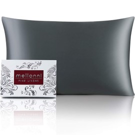 Mellanni Pure Silk Pillowcase Queen Size - Perfect for Hair and Skin, Preventing Wrinkles - Easy Care - Naturally Cooling Silk Pillow Cover with Hidden Zipper (Queen, Dark Gray)